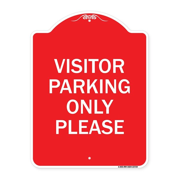 Visitor Parking Sign Visitor Parking Please, Red & White Aluminum Sign, 18" x 24", RW-1824-22724